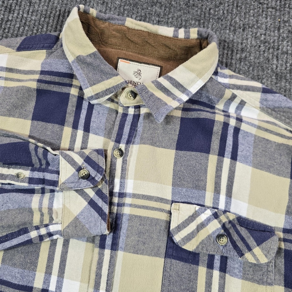 Legendary Whitetails Shirt Mens XL Blue Plaid Flannel Long Sleeve Button Up